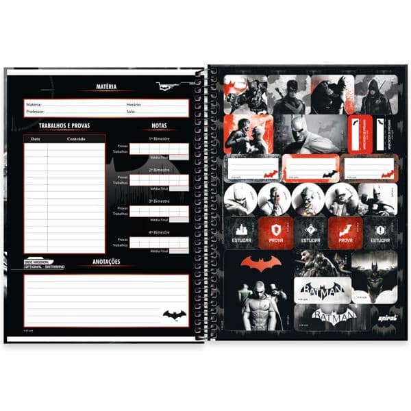 Caderno Universitário Capa Dura, 1 x 1, 80 Folhas, Batman Game, 2525458, Spiral Btg - PT 1 UN