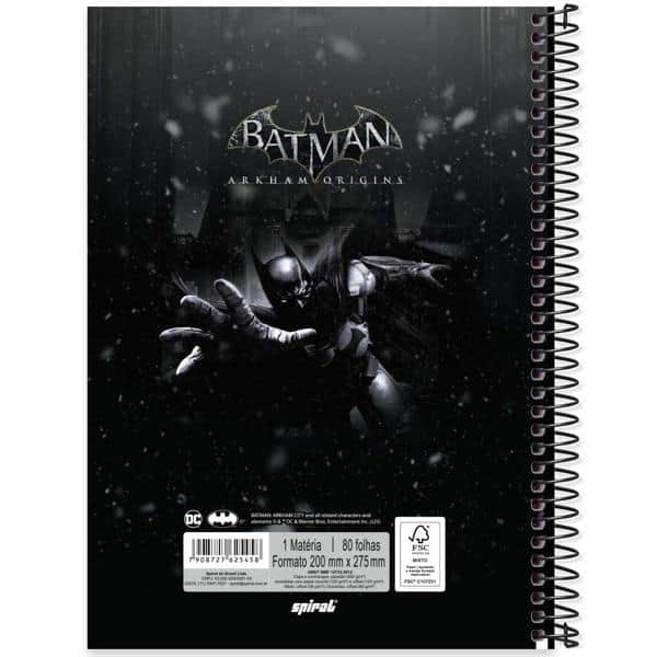 Caderno Universitário Capa Dura, 1 x 1, 80 Folhas, Batman Game, 2525458, Spiral Btg - PT 1 UN