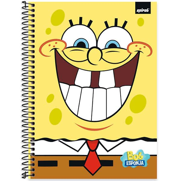 Caderno Universitário Capa Dura, 1 x 1, 80 Folhas, Bob Esponja, 2525465, Spiral Bob - PT 1 UN