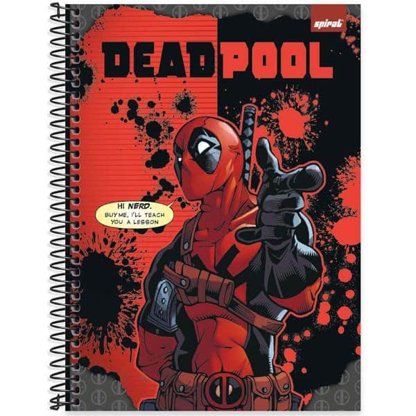 Caderno Universitário Capa Dura, 1 x 1, 80 Folhas, Deadpool, 2525472, Spiral Dea - PT 1 UN