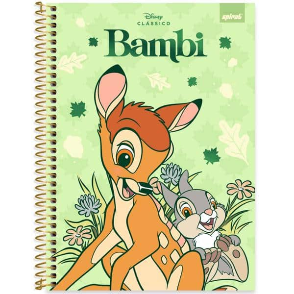 Caderno Universitário Capa Dura 1x1 80 Folhas Disney Clássicos Bambi Spiral - PT 1 UN