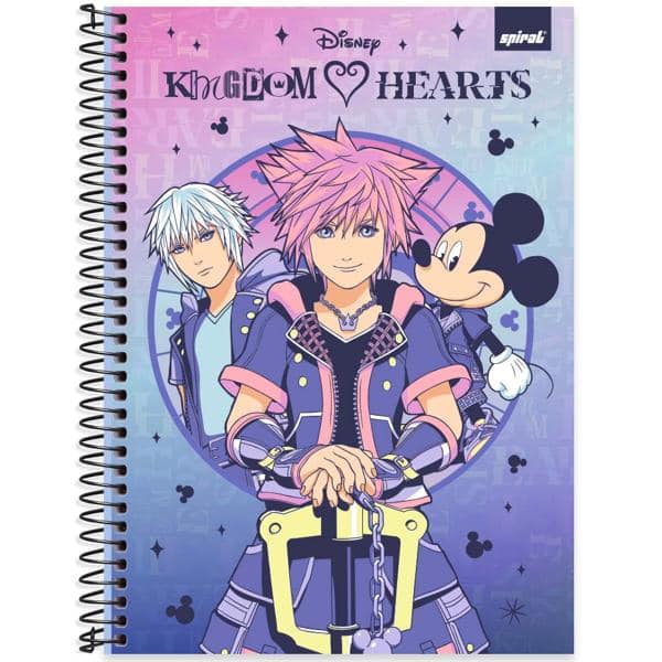 Caderno Universitário Capa Dura, 1x1 80 Folhas, Kingdom Hearts, Spiral Dkh - PT 1 UN