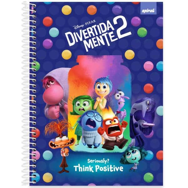 Caderno Universitário Capa Dura 1x1 80 Folhas Divertidamente Disney Spiral - PT 1 UN