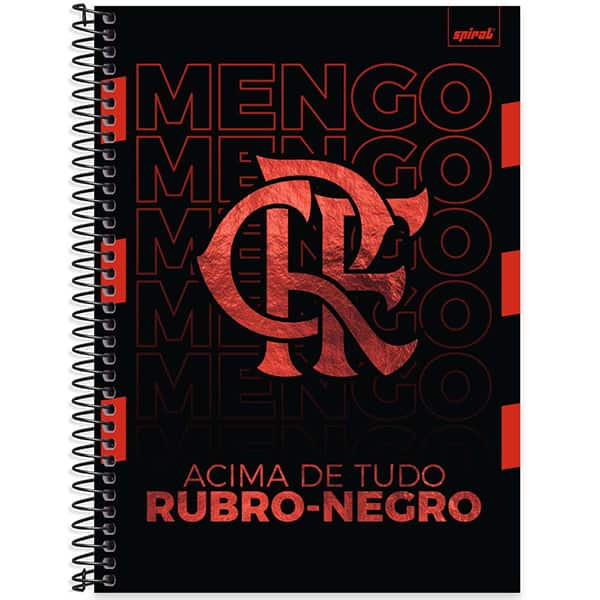 Caderno Universitário Capa Dura, 1 x 1, 80 Folhas, Flamengo, 2525540, Spiral Fla - PT 1 UN