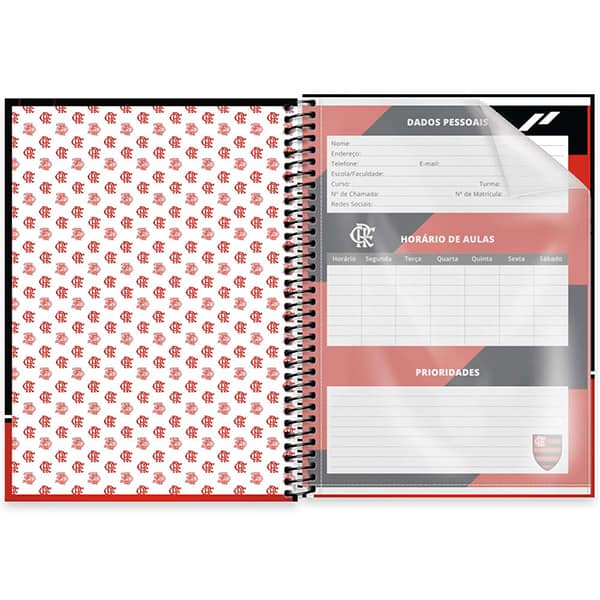 Caderno Universitário Capa Dura, 1 x 1, 80 Folhas, Flamengo, 2525557, Spiral Fla - PT 1 UN