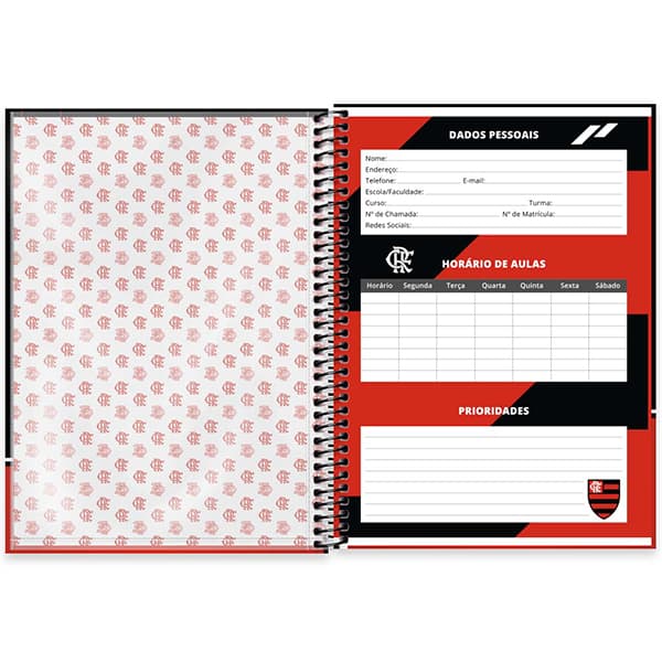 Caderno Universitário Capa Dura, 1 x 1, 80 Folhas, Flamengo, 2525557, Spiral Fla - PT 1 UN