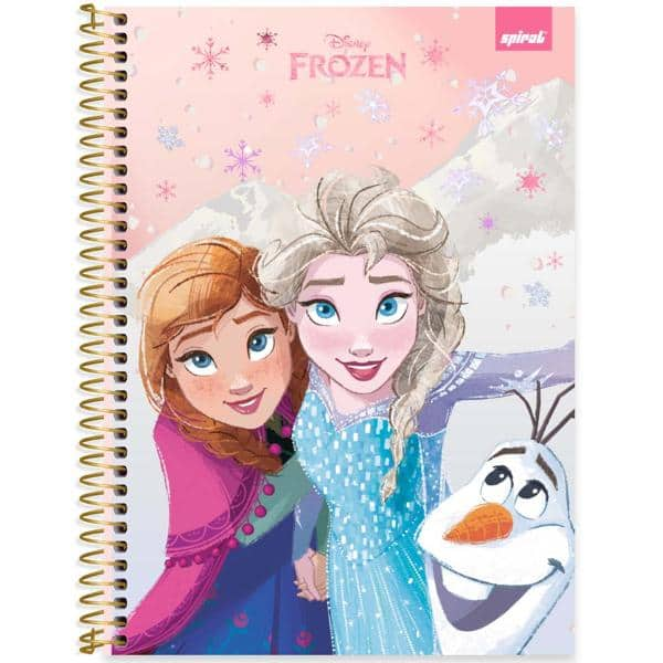 Caderno Universitário Capa Dura 1x1 80 Folhas Frozen Disney Spiral - PT 1 UN