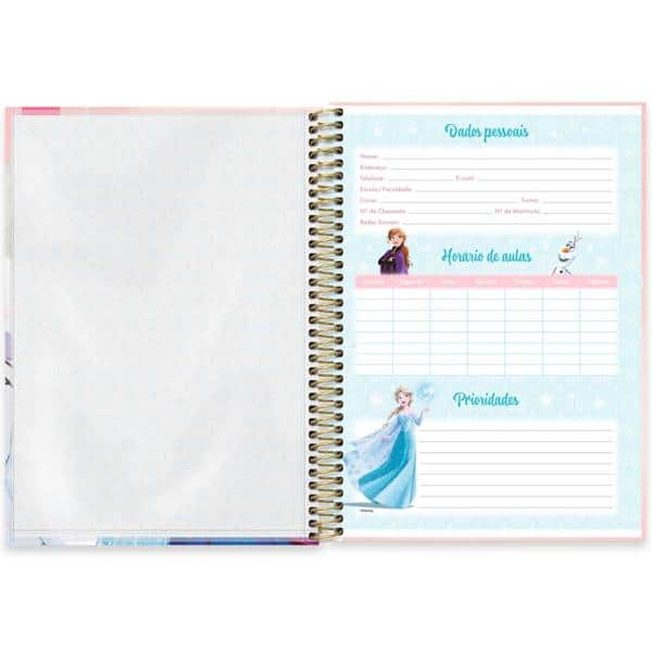 Caderno Universitário Capa Dura 1x1 80 Folhas Frozen Disney Spiral - PT 1 UN