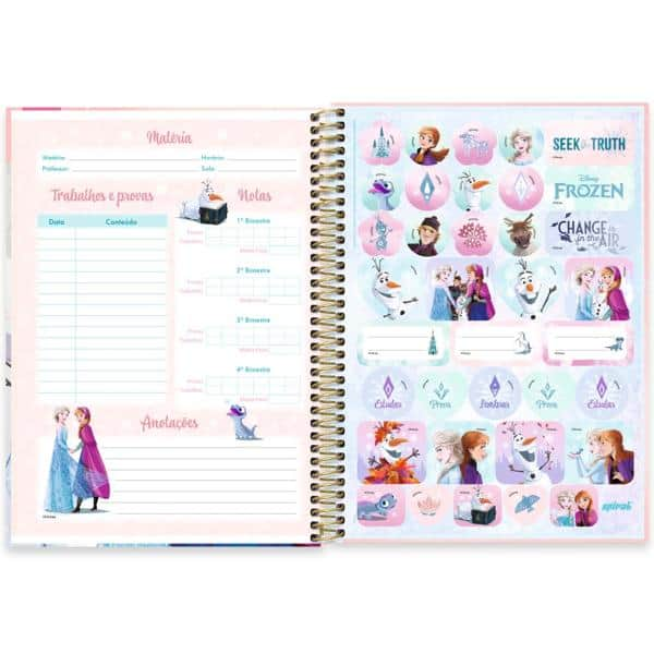 Caderno Universitário Capa Dura 1x1 80 Folhas Frozen Disney Spiral - PT 1 UN