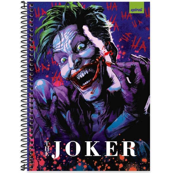 Caderno Universitário Capa Dura 1x1 80 Folhas Joker - Coringa DC Spiral - PT 1 UN