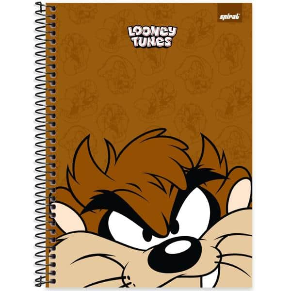 Caderno Universitário Capa Dura, 1 x 1, 80 Folhas, Looney Tunes, Taz, 2525588, Spiral Lt - PT 1 UN