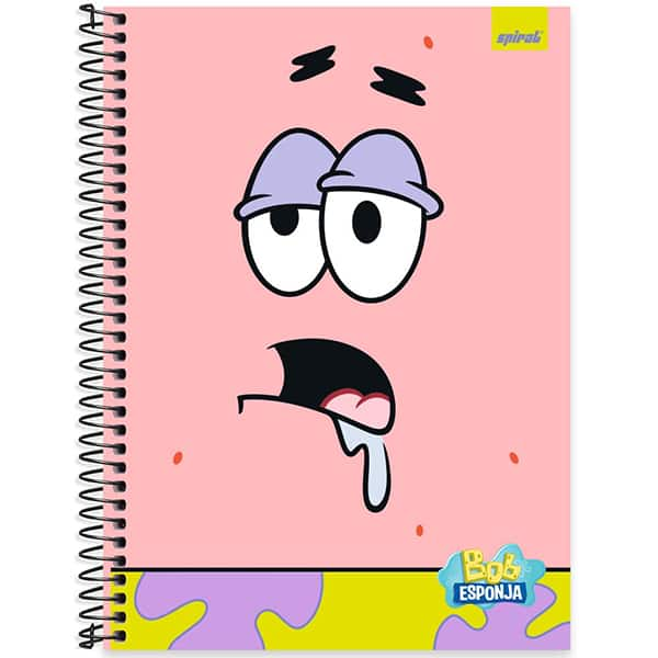 Caderno Universitário Capa Dura, 1 x 1, 80 Folhas, Bob Esponja, Patrick, 2532005, Spiral Bob - PT 1 UN