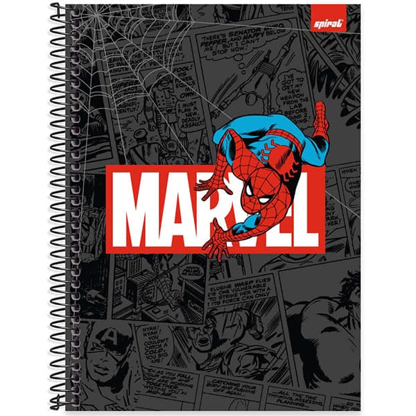 Caderno Universitário Capa Dura, 1 x 1, 80 Folhas, Marvel Comics, 2525656, Spiral Mv - PT 1 UN