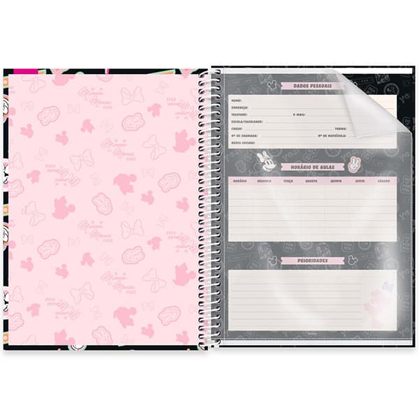 Caderno Universitário Capa Dura 1x1 80 Folhas Minnie Disney Clássica 2525670 Spiral - PT 1 UN