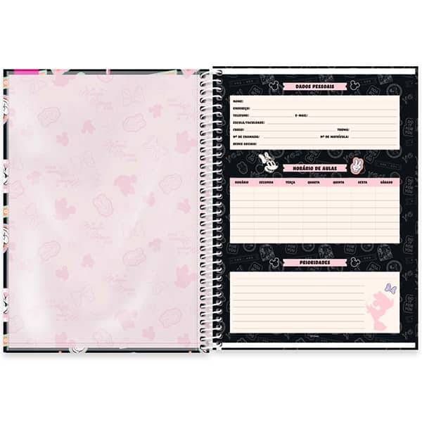 Caderno Universitário Capa Dura 1x1 80 Folhas Minnie Disney Clássica 2525670 Spiral - PT 1 UN