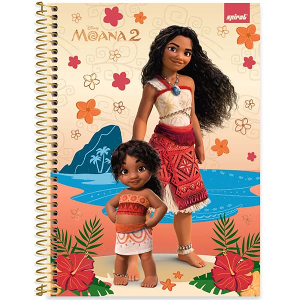 Caderno Universitário Capa Dura, 1 x 1, 80 Folhas, Moana, 2525687, Spiral Moa - PT 1 UN