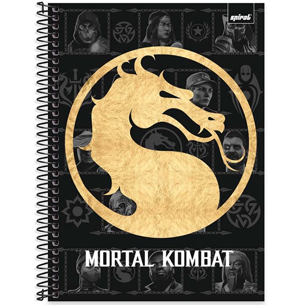 Caderno Universitário Capa Dura, 1 x 1, 80 Folhas, Mortal Kombat. 2525694, Spiral Mtk - PT 1 UN