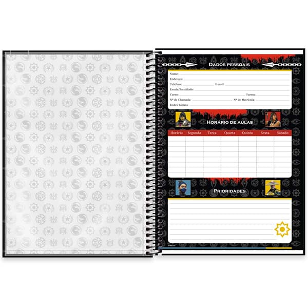 Caderno Universitário Capa Dura, 1 x 1, 80 Folhas, Mortal Kombat. 2525694, Spiral Mtk - PT 1 UN