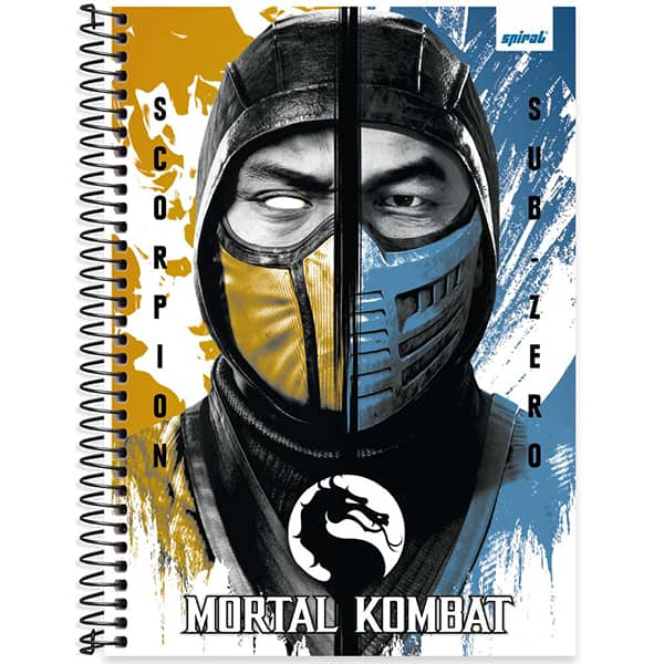 Caderno Universitário Capa Dura, 1 x 1, 80 Folhas, Mortal Kombat, 2525700, Spiral Mtk - PT 1 UN