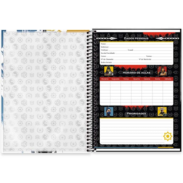 Caderno Universitário Capa Dura, 1 x 1, 80 Folhas, Mortal Kombat, 2525700, Spiral Mtk - PT 1 UN