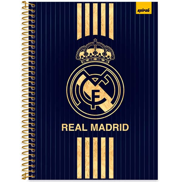 Caderno Universitário Capa Dura, 1 x 1, 80 Folhas, Real Madrid, 2525731, Spiral Rea - PT 1 UN