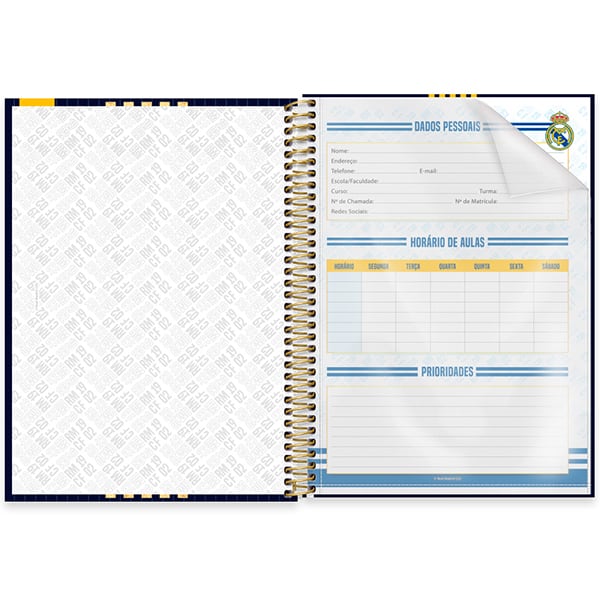 Caderno univ.capa dura 1x1 80fls Real Madrid 2525731 Spiral Rea PT 1 UN