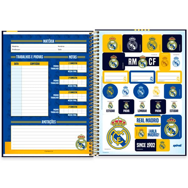 Caderno univ.capa dura 1x1 80fls Real Madrid 2525731 Spiral Rea PT 1 UN