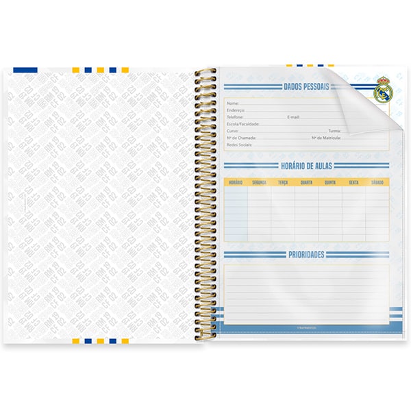 Caderno univ.capa dura 1x1 80fls Real Madrid 2525748 Spiral Rea PT 1 UN