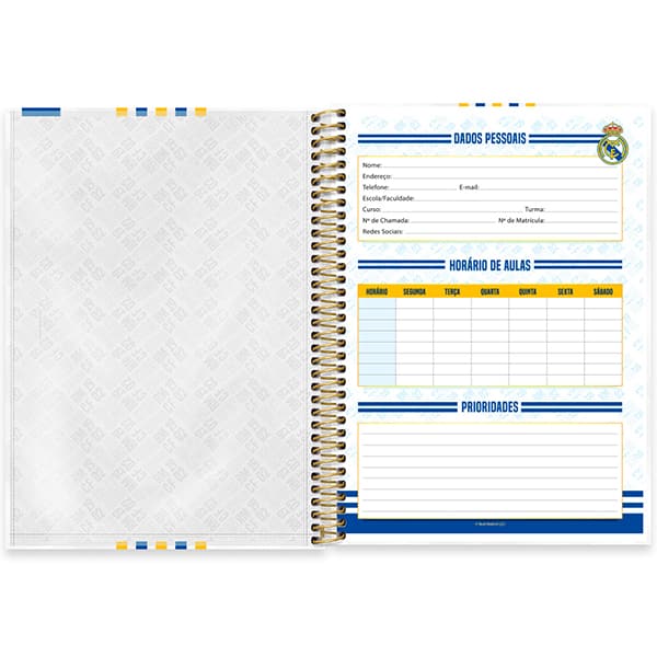 Caderno univ.capa dura 1x1 80fls Real Madrid 2525748 Spiral Rea PT 1 UN