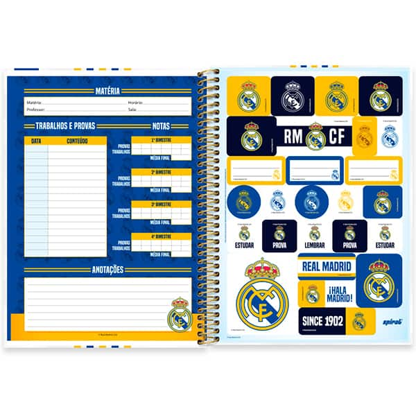 Caderno univ.capa dura 1x1 80fls Real Madrid 2525748 Spiral Rea PT 1 UN