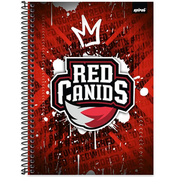 Caderno Universitário Capa Dura, 1 x 1, 80 Folhas, Red Canids, 2525755, Spiral Red - PT 1 UN