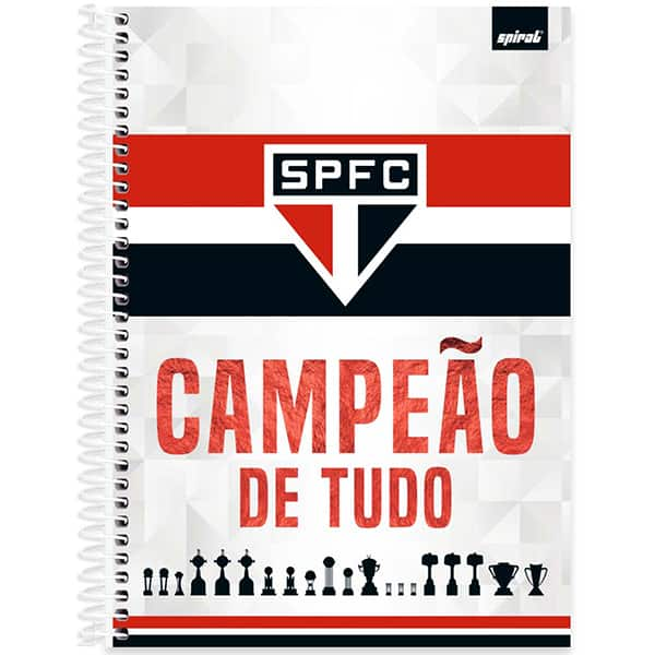 Caderno Universitário Capa Dura, 1 x 1, 80 Folhas, São Paulo Futebol Clube, 2525779, Spiral SPFC - PT 1 UN