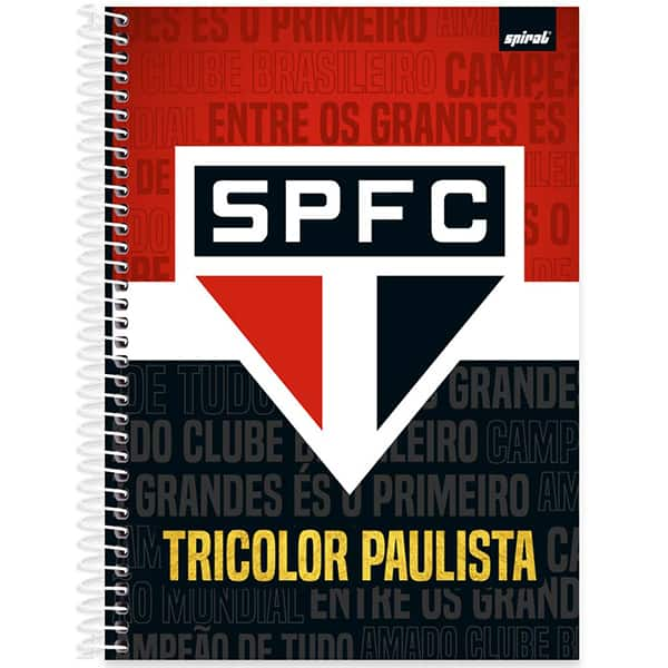 Caderno Universitário Capa Dura, 1 x 1, 80 Folhas, São Paulo Futebol Clube, 2525786, Spiral SPFC - PT 1 UN