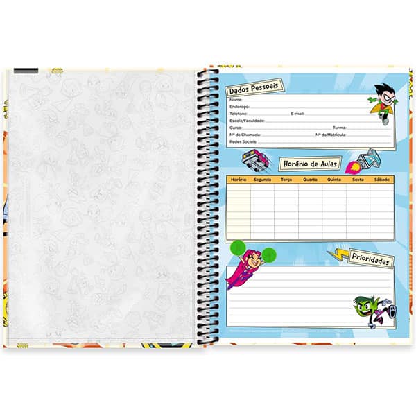 Caderno Universitário Capa Dura, 1 x 1, 80 Folhas, Teen Titans Go, 2525816, Spiral Ttg - PT 1 UN