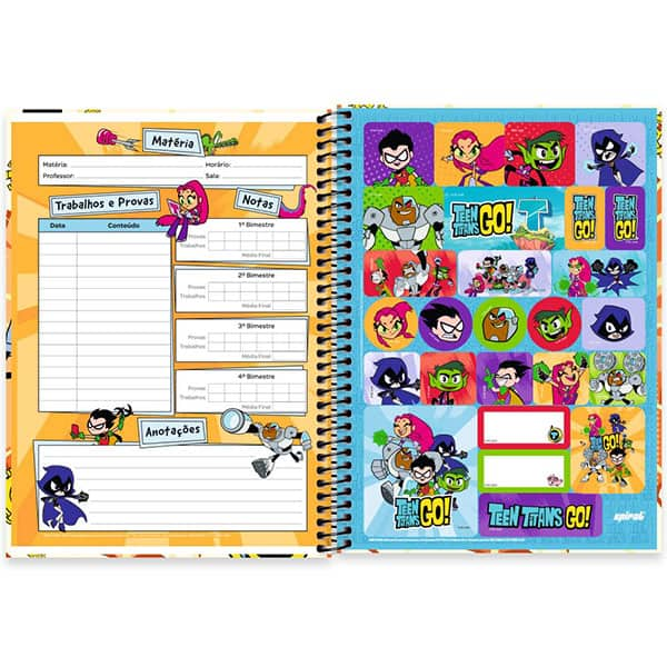 Caderno Universitário Capa Dura, 1 x 1, 80 Folhas, Teen Titans Go, 2525816, Spiral Ttg - PT 1 UN