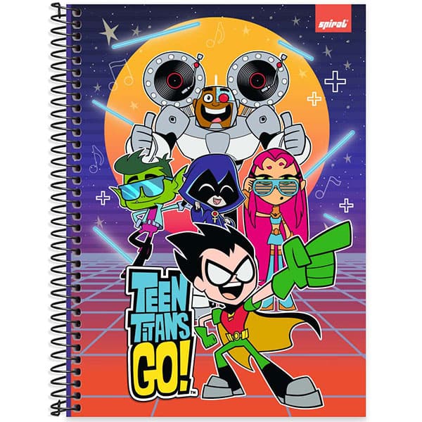 Caderno Universitário Capa Dura, 1 x 1, 80 Folhas, Teen Titans Go, 2525823, Spiral Ttg - PT 1 UN