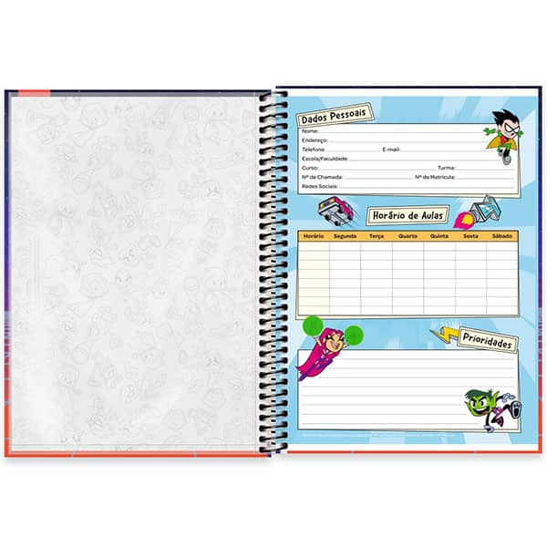 Caderno Universitário Capa Dura, 1 x 1, 80 Folhas, Teen Titans Go, 2525823, Spiral Ttg - PT 1 UN