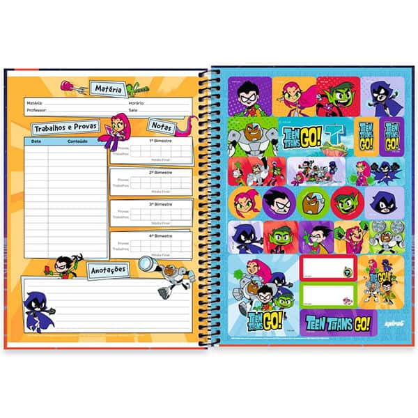 Caderno Universitário Capa Dura, 1 x 1, 80 Folhas, Teen Titans Go, 2525823, Spiral Ttg - PT 1 UN