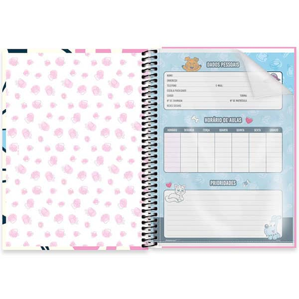 Caderno Universitário Capa Dura, 1 x 1, 80 Folhas, Turma da Mônica Pets, Mingau, 2525854, Spiral Tdp - PT 1 UN