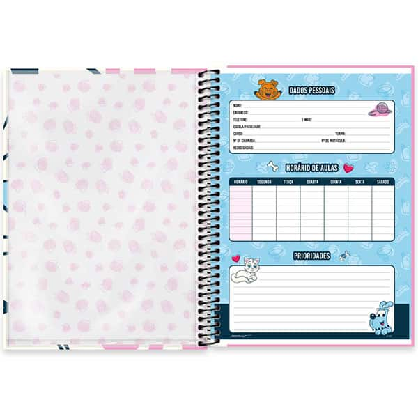 Caderno Universitário Capa Dura, 1 x 1, 80 Folhas, Turma da Mônica Pets, Mingau, 2525854, Spiral Tdp - PT 1 UN