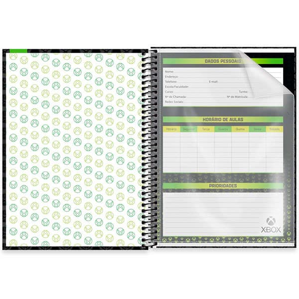 Caderno Universitário Capa Dura, 1 x 1, 80 Folhas, Xbox, 2525861, Spiral Xbox - PT 1 UN