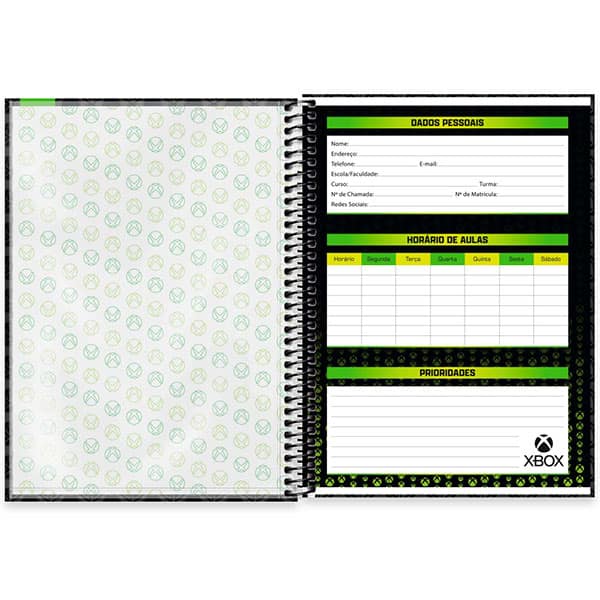 Caderno Universitário Capa Dura, 1 x 1, 80 Folhas, Xbox, 2525861, Spiral Xbox - PT 1 UN