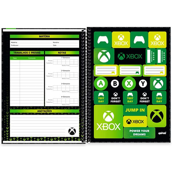 Caderno Universitário Capa Dura, 1 x 1, 80 Folhas, Xbox, 2525861, Spiral Xbox - PT 1 UN