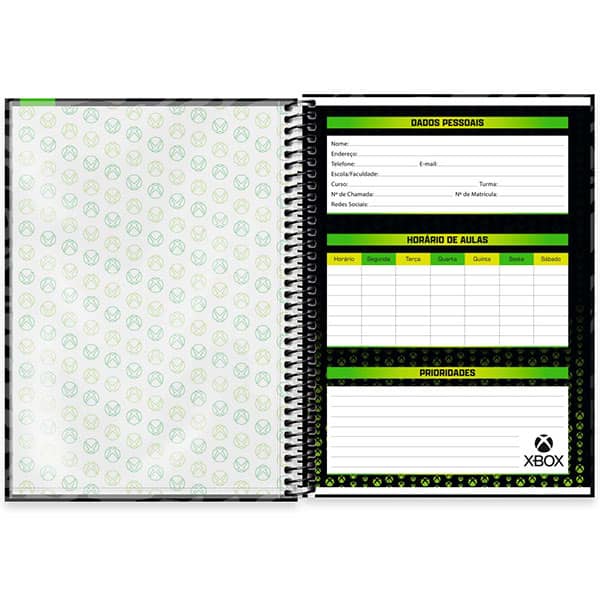 Caderno Universitário Capa Dura, 1 x 1, 80 Folhas, Xbox, 2525878, Spiral Xbox - PT 1 UN