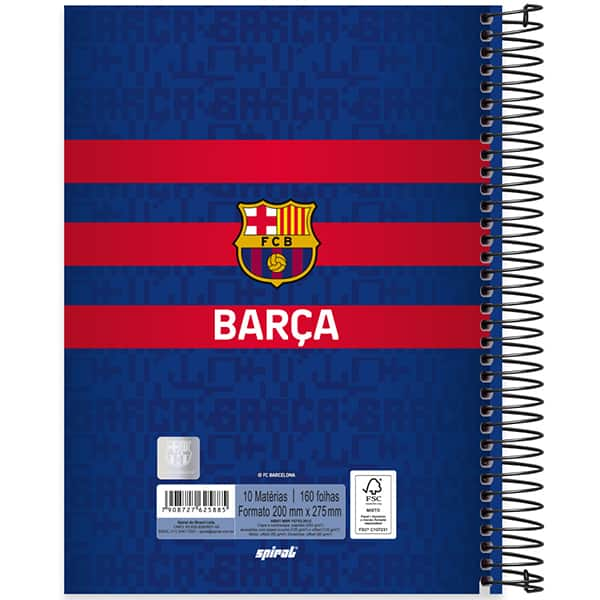 Caderno Universitário Capa Dura, 10 x 1, 160 Folhas, Barcelona, 2525885, Spiral Bc - PT 1 UN