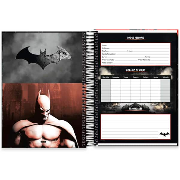 Caderno Universitário Capa Dura, 10 x 1, 160 Folhas, Batman Game, 2525892, Spiral Btg - PT 1 UN