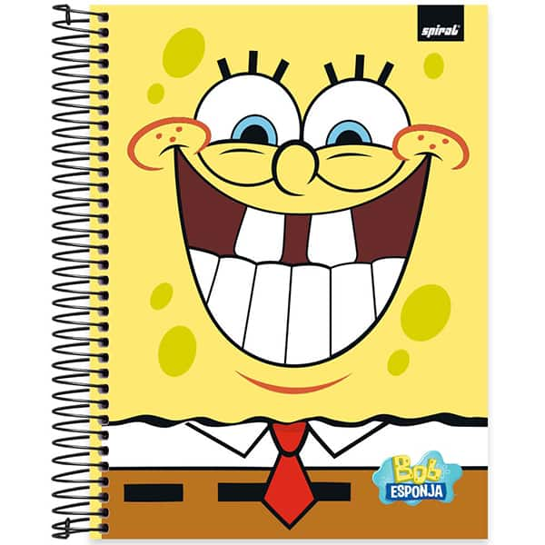 Caderno Universitário Capa Dura, 10 x 1, 160 Folhas, Bob Esponja, 2525908, Spiral Bob - PT 1 UN