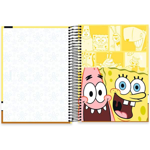 Caderno Universitário Capa Dura, 10 x 1, 160 Folhas, Bob Esponja, 2525908, Spiral Bob - PT 1 UN