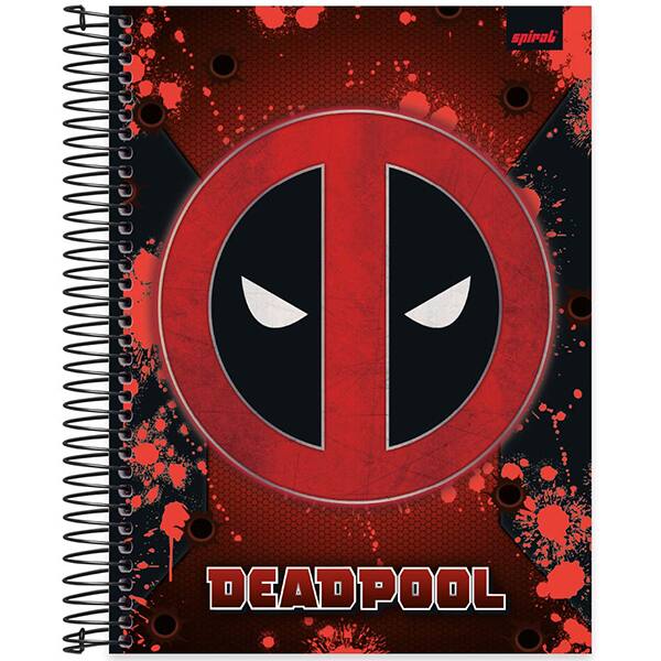 Caderno Universitário Capa Dura, 10 x 1, 160 Folhas, Deadpool, 2525915, Spiral Dea - PT 1 UN