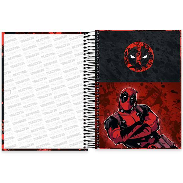 Caderno Universitário Capa Dura, 10 x 1, 160 Folhas, Deadpool, 2525915, Spiral Dea - PT 1 UN